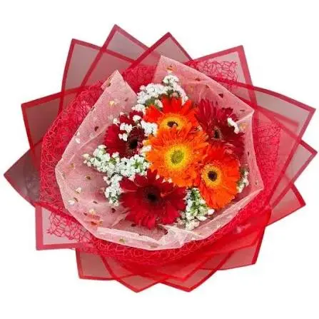 Ramo de 6 flores gerberas con papel coreano ii